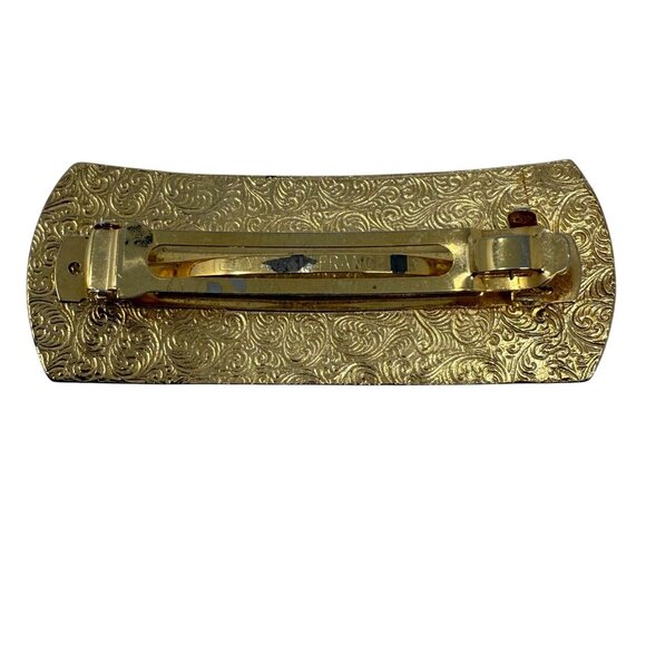 Vintage Gold-Tone Hair Barrette Clip Pink Stone & Faux Pearls Made In France main image 5
